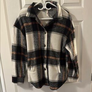 Plaid Women's Jacket - Black, White, and Brown